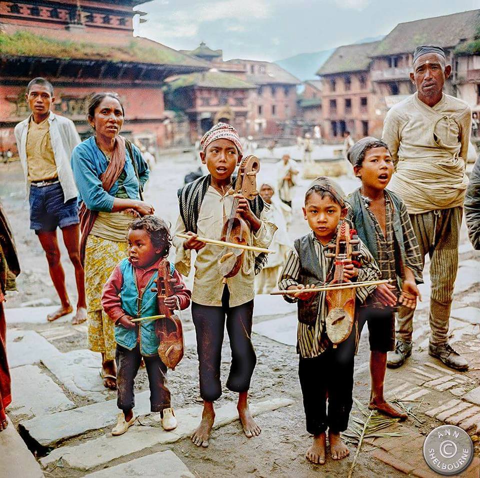 Group of child musician in-front Nayatpola (Taumadi Square), Bhaktapur in 1970s image
