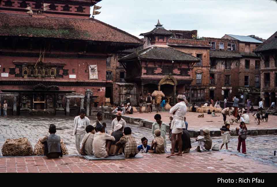People and animals at Bhairabnath Temple in 1978 image