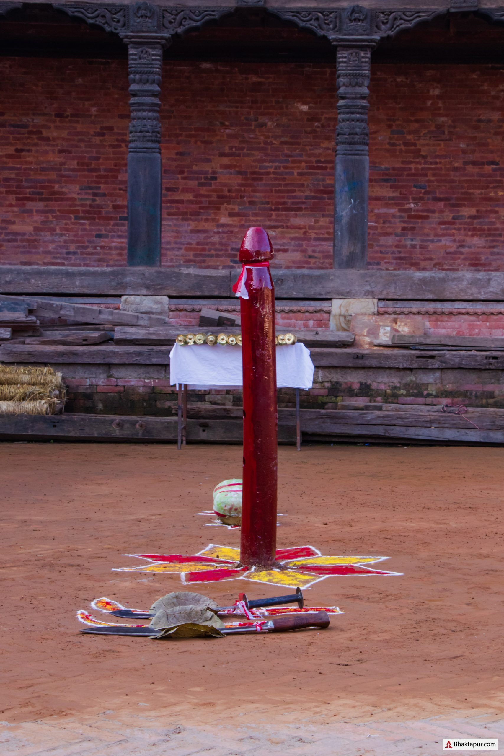 A symbolic pole established in Bhaktapur Durbar Square image