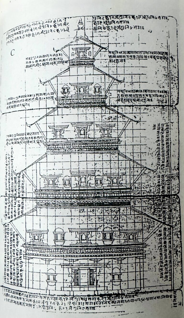 Nyatapola temple drawing Bernhard Kölver 1996 image